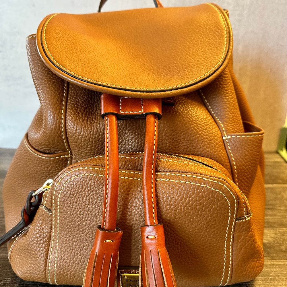 Dooney And Bourke Pebble Leather Murphy Backpack - Caramel